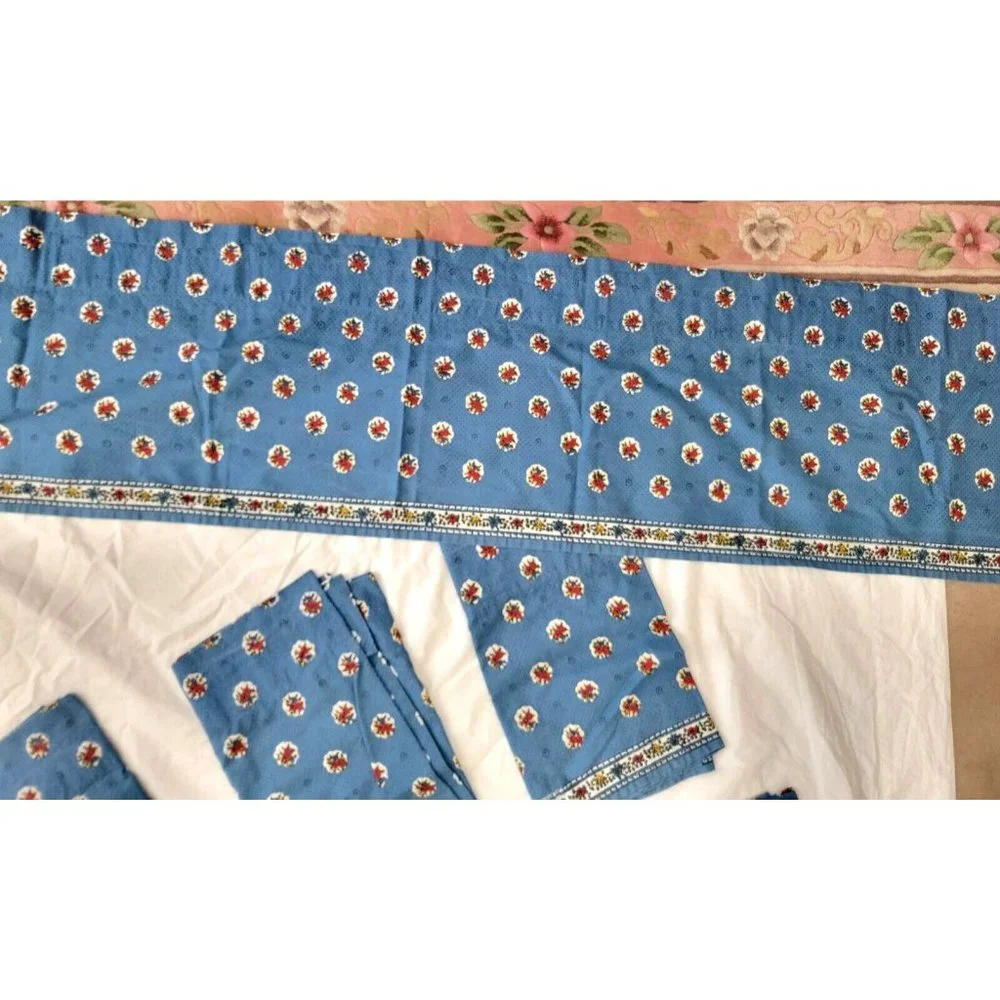 CHOOSE QUANITY Country French Pleated Valance Blue Red Floral Clean 71 x 14.5‎